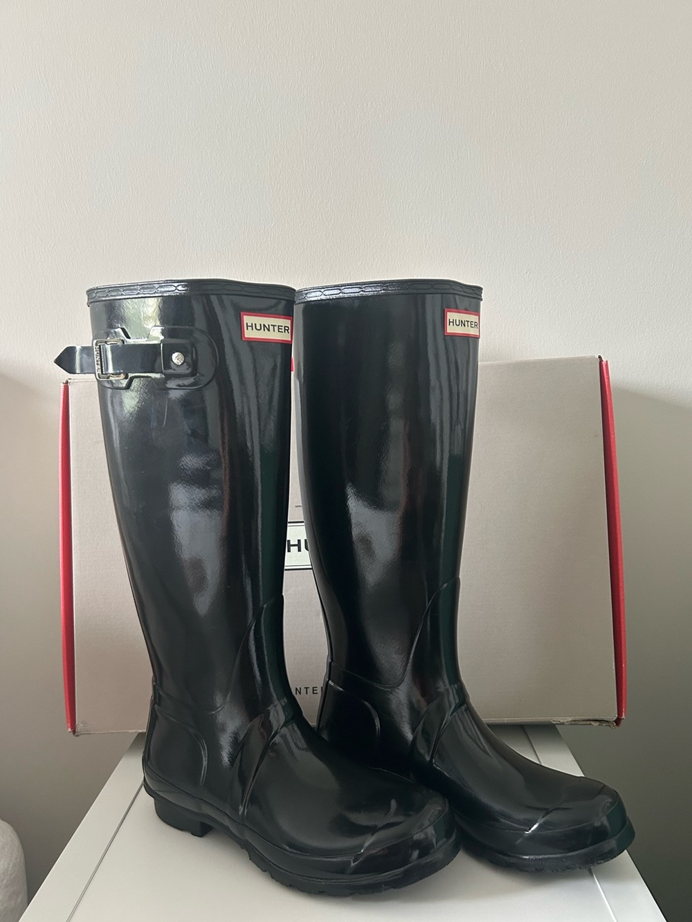 Hunter Women's Glossy Black Tall Rain Boots